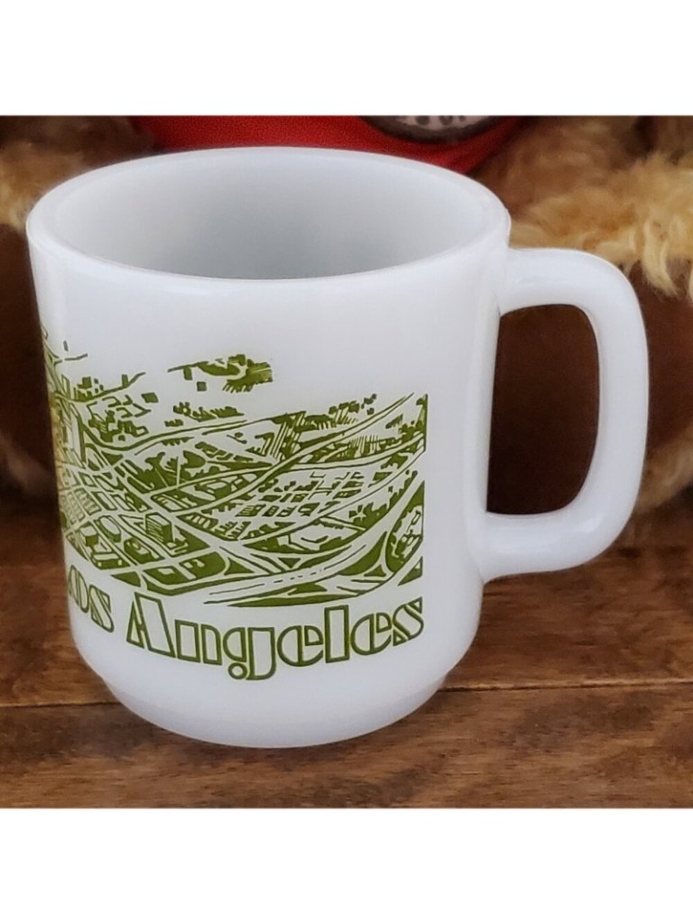 Los Angeles California Milk Glass Mug Skyline Map USA Buildings Vintage - Picture 2 of 7